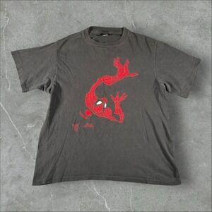 Vintage Spiderman Shirt Mens Large Black 90s Changes Marvel Comic Images Flocked